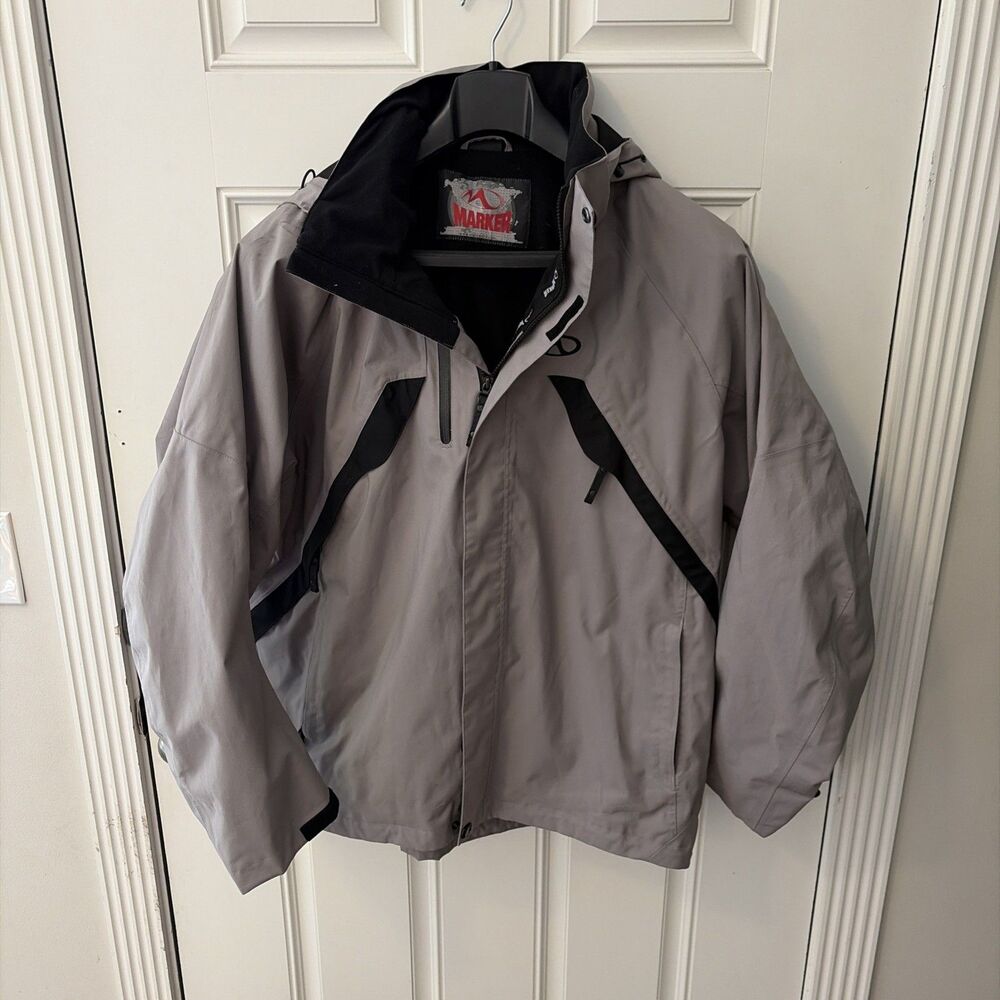 Vintage Marker Ski Jacket Men's XXL Blue Black Colorblock Full Zip